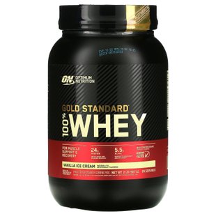 Сывороточный протеин изолят Optimum Nutrition (100% Whey Gold Standard) 909 г со вкусом ванильного мороженого купить в Киеве и Украине