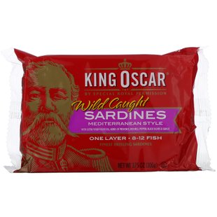 King Oscar, Wild Caught, сардины в средиземноморском стиле, 3,75 унции (106 г) купить в Киеве и Украине