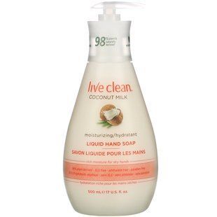 Зволожувальне рідке мило для рук, кокосове молочко, Live Clean, 17 унцій (500 мл)