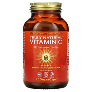 Натуральний вітамін С, Truly Natural Vitamin C, HealthForce Superfoods, 120 вегетаріанських капсул
