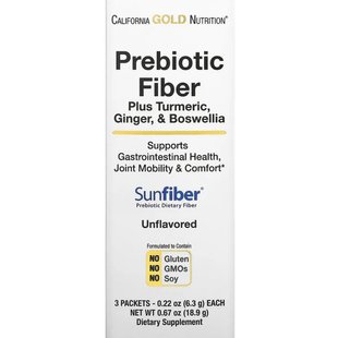 Пребиотическая клетчатка плюс куркума имбирь и босвелия California Gold Nutrition (Prebiotic Fiber Plus Turmeric Ginger & Boswellia) 3 пакетика по 6,3 г купить в Киеве и Украине