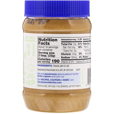 Арахісова олія, без додавання цукру, Peanut Butter,Co, 16 унцій (454 г)
