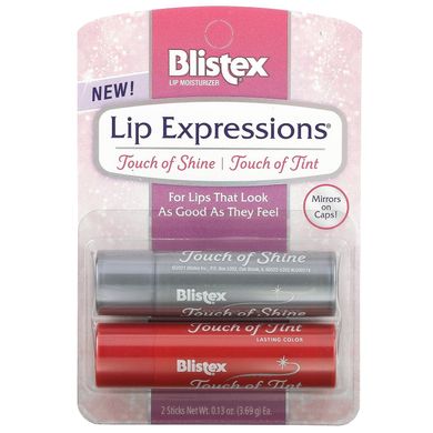 Blistex, Lip Expressions, зволожуючий засіб для губ, блиск / відтінок, 2 палички по 0,13 унції (3,69 г) кожна