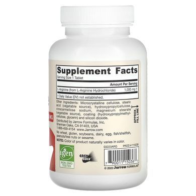 Arginine Jarrow Formulas (Arginine) 1000 mg 100 tablets