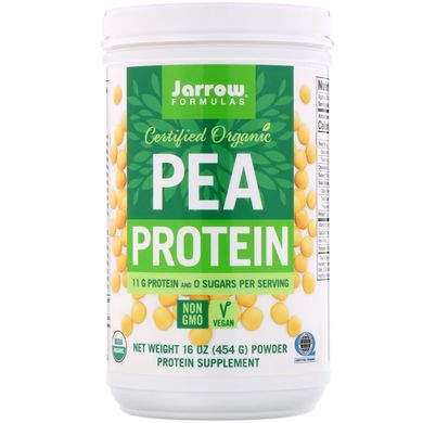 Сертифікований органічний гороховий протеїн, Organic Pea Vegan Protein, Jarrow Formulas, 16 унц (454 г)