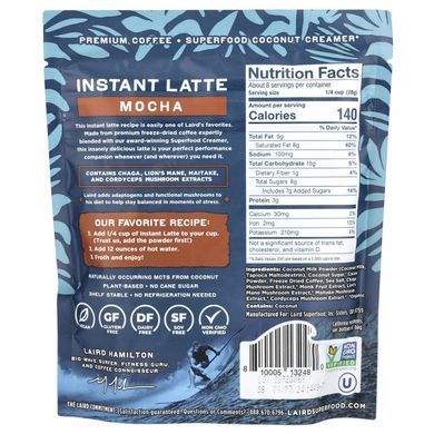 Laird Superfood, Instant Latte, Coffee + Creamer + Adaptogens, Mocha, 8 oz (227 g) купить в Киеве и Украине