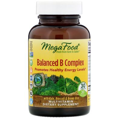 Збалансований комплекс вітамінів В (Balanced B Complex), MegaFood, 30 таблеток