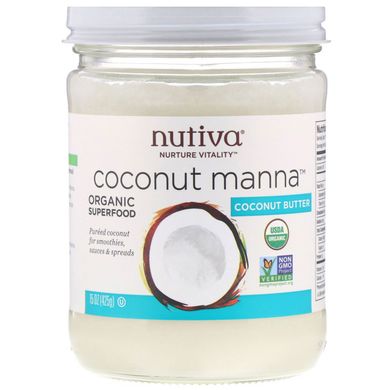 Органічна кокосова манна, пюре з кокоса, Nutiva, 15 унцій (425 г)