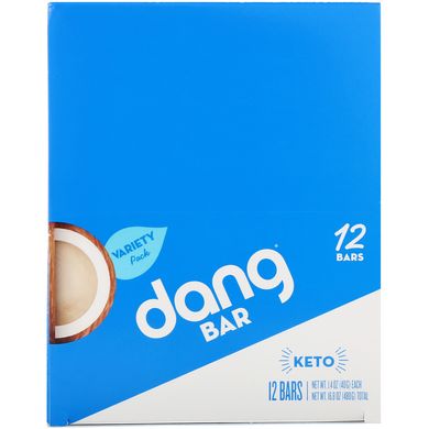 Кето-батончик, набір-асорті, Dang Foods LLC, 12 батончиків, по 1,4 унції (40 г) кожен