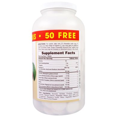 Ацерола зі смаком натуральних ягід American Health (Super Chewable Acerola Plus) 500 мг 300 жувальних пастилок