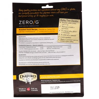 Zero / G, ласощі для собак, запечене в духовці, все натуральне, смак смаженої качки, Darford, 12 унц (340 г)