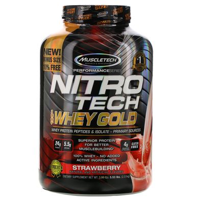 Сывороточный протеин вкус клубники Muscletech (Nitro-Tech 100% Whey Gold) 2.51 кг купить в Киеве и Украине