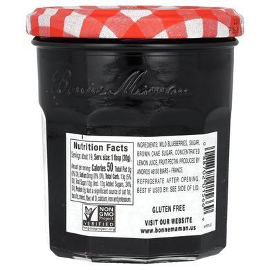 Варення з дикої чорниці, Wild Blueberry Preserves, Bonne Maman, 370 г