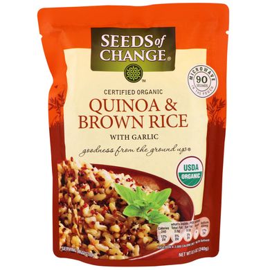 Organic, кіноа і бурий рис, з часником, Seeds of Change, 85 унцій (240 г)