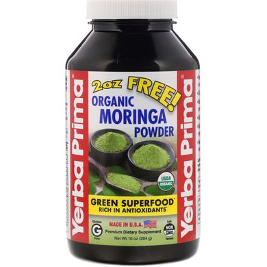 Органічний порошок морінги, Organic Moringa Powder, Yerba Prima, 284 г