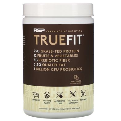 Truefit, протеїновий коктейль з травою, шоколад, RSP Nutrition, 960 г