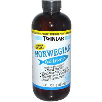 Риб'ячий жир з печінки тріски норвезький Twinlab (Cod Liver Oil) 355 мл