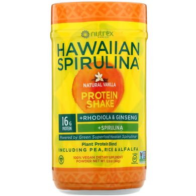 Протеїновий коктейль, натуральна ваніль, Hawaiian Spirulina, Nutrex Hawaii, 364 г
