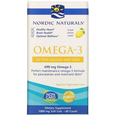 Омега-3 Nordic Naturals (Omega-3) 1000 мг 60 капсул