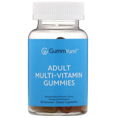 Жувальні мультивітаміни для дорослих, з різними натуральними ароматизаторами, GummYum !, 60 жувальних таблеток