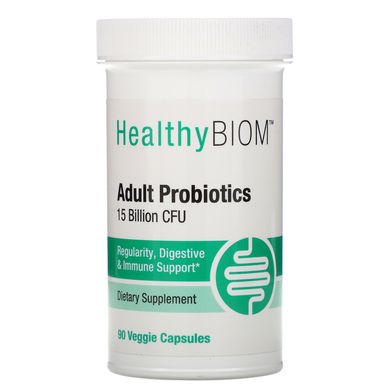 Пробіотичні формули, HealthyBiom, Adult Probiotics, 15 Billion CFU, 90 вегетаріанських капсул