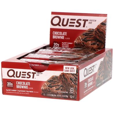 Протеїнові батончики Quest, шоколадний Брауні, Quest Nutrition, 12 батончиків, 2,12 унції (60 г) кожен
