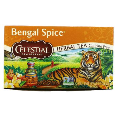Трав'яний чай, бенгальські спеції, без кофеїну, Celestial Seasonings, 20 чайних пакетиків, 17 унції (47 г)