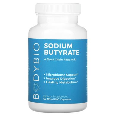 Бутират натрия BodyBio (Sodium Butyrate) 60 капсул без ГМО купить в Киеве и Украине