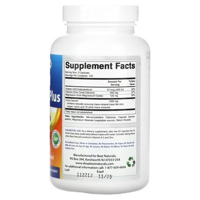 Best Naturals, Coral Calcium Plus, 1,000 mg, 250 Capsules (500 mg per Capsule) купить в Киеве и Украине