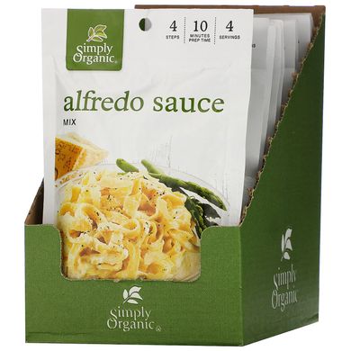 Набір спецій для соусу Альфредо, Simply Organic, 12 пакетиків, 42 г кожен