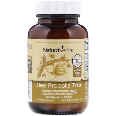 Бджолиний прополіс (потрійний), NaturaNectar, 60 вегетаріанських капсул