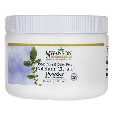100% чистий і безмолочні порошок цитрату кальцію, 100% Pure and Dairy-Free Calcium Citrate Powder, Swanson, 350 мг, 227 г