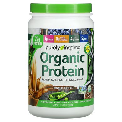 Органічний протеїн, харчування на рослинній основі, казковий шоколад, Purely Inspired, 680 г