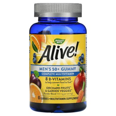 Alive, Вітамінні вітаміни для чоловіків 50+, з відмінним фруктовим смаком, Nature's Way, 60 жувальних цукерок