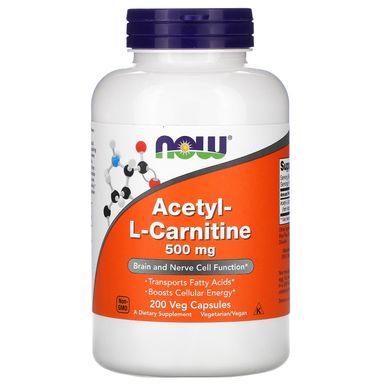 Ацетил-Л-карнитин Now Foods (Acetyl-L-Carnitine) 500 мг 200 капсул купить в Киеве и Украине