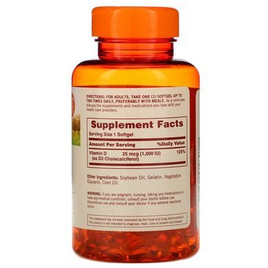 Вітамін Д3 Sundown Naturals (Vitamin D3) 25 мкг 1000 МО 400 капсул