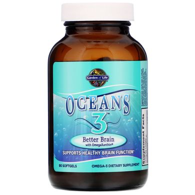 Омега-3 для нервной системы Garden of Life (Ocean 3 Better Brain) 333 мг 90 капсул с клубничным вкусом купить в Киеве и Украине