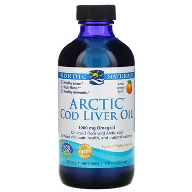 Риб'ячий жир рідкий з печінки арктичної тріски Nordic Naturals (Cod Liver Oil) 237 мл зі смаком апельсина