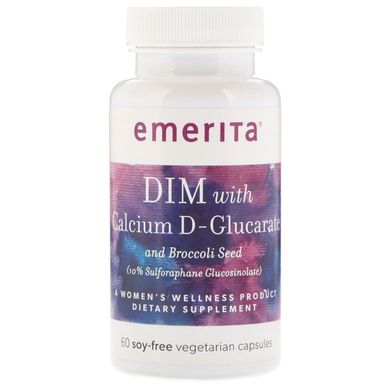 DIM з D-глюкаратом кальцію і брокколі, Emerita, 60 безсоевих вегетаріанських капсул