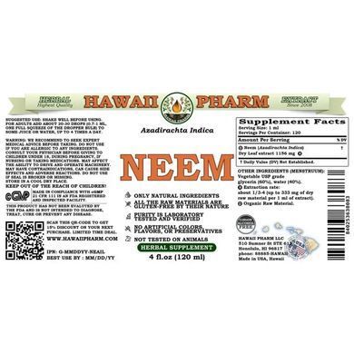 Hawaii Pharm Neem (Azadirachta indica) Alcohol-Free 120ml