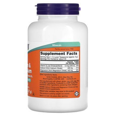 Calcium and Magnesium with Vitamin D3 Now Foods 227 g