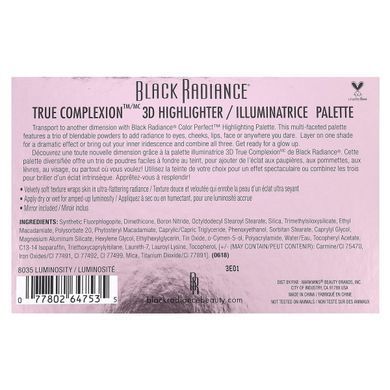 Black Radiance, True Complexion, 3D Highlighter Palette, 8035 Luminosity, 0.38 oz (11 g) купить в Киеве и Украине