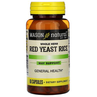 Червоний дріжджовий рис Mason Natural (Red Yeast Rice) 60 капсул