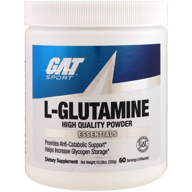 L-глутамин, без вкуса, GAT, 10,58 унций (300 г) купить в Киеве и Украине
