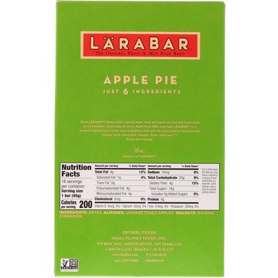 Батончики зі смаком яблучного пирога Larabar 16 бат.