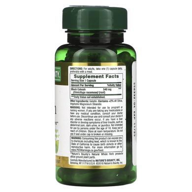 Black Cohosh Natures Bounty 540 mg 100 capsules