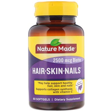 Вітаміни для волосся шкіри і нігтів Nature Made (Hair Skin & Nails) 60 капсул