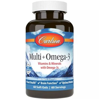 Мультивітаміни з омега-3 Carlson Labs (Multi + Omega-3) 60 гелевих капсул