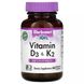 Витамины Д3 и K2 Bluebonnet Nutrition (Vitamins D3 & K2) 60 вегетарианских капсул фото