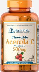 Жевательная ацерола С, Chewable Acerola C, Puritan's Pride, 500 мг, 60 жевательных купить в Киеве и Украине